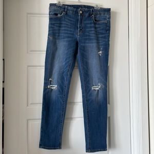 White House Black Market denim jeans Size 12 The Skinny Destructed
